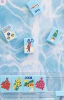 Eleshine Ensemble de Mahjong Américain Thème Vacances Côte d'Azur Tuiles de Mahjong en Acrylique Bleu Clair Imprimé Plage pour Tea Parties Filles