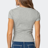 T-shirt pour femmes à manches courtes, col rond, imprimé léopard, style européen et américain, sexy, cintrant la taille.