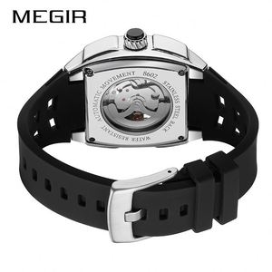 Montre mécanique pour homme Megir 8602, personnalisable avec logo, bracelet en caoutchouc de qualité supérieure, cadran ajouré lumineux, design professionnel. - Product Image 3
