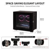 MINEESI F12051 Remontoir de montre automatique en bois avec déverrouillage par empreinte digitale, 2 emplacements, boîte de rangement pour montres mécaniques avec écran tactile LCD et protection