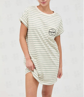 Robe longue ajustée personnalisable pour femme, à manches courtes, rayée, style t-shirt, sexy, en coton et élasthanne, vêtement décontracté