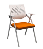 Vente en gros Chaise d'entraînement ergonomique ventilée avec accoudoirs réglables et coussin orange pour salle de formation Salle de conférence