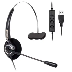 VoiceJoy Office Headset with USB Jack Noise Cancelling Headset with Microphone, Volume Control Mute Switch for Laptops