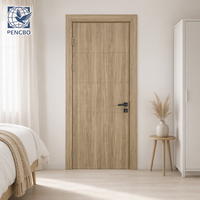Porte de chambre en WPC imperméable à grain de bois avec panneau horizontal à quatre sections pour projets de villas et d'hôtels (vente en gros)