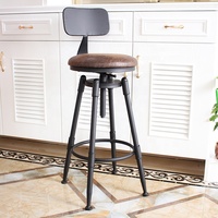 Chaise de bar pivotante et réglable en hauteur avec dossier, style luxe léger, en fer, pour îlot de cuisine et réception