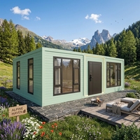 Module d'hébergement modulaire télescopique extensible de luxe pour camping en montagne et en bord de lac, style 'Living Pod' tendance