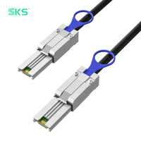 Kabel Mini SAS Eksternal SKS Premium SFF-8088 SFF-8088 SAS2.0 6Gbps Konduktor Tembaga Murni Dilindungi PVC untuk Transfer Data Komputer