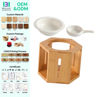Brûleur d'huiles essentielles en céramique de bambou BH, porte-encens hexagonal pour diffuseur, chauffe-cire pour bougie chauffe-plat
