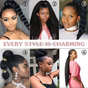 24インチ女性用ヤキストレートロングパフエクステンションベルクロフック化学繊維ポニーテールかつら高温繊維卸売 - Product Image 4