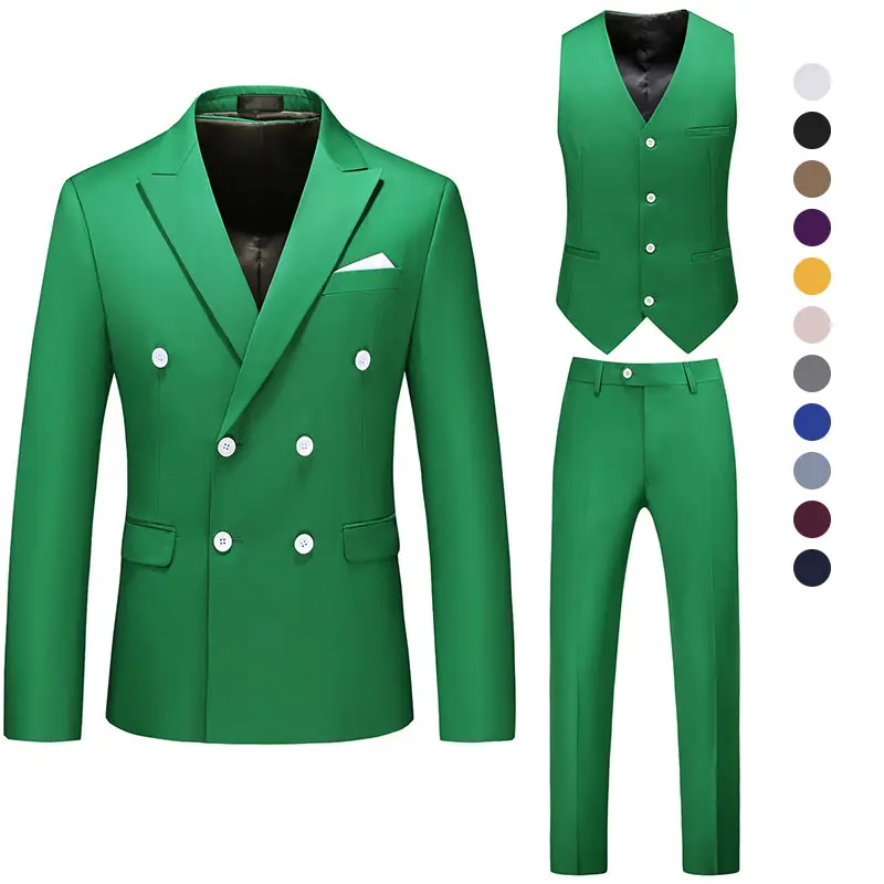 2022 Hot Sell Solid Color Custom Men Three Pieces Suits Wedding Mens Suits Men Slim Fit Blazer Pant Vest Suit