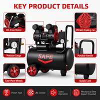 Compresseur d'air silencieux sans huile portable 24L, compresseur d'air à piston 220V 380V pour la réparation automobile et l'atelier