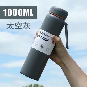 Termo de acero inoxidable de doble pared con logotipo personalizado, botella de agua aislada con taza, gran capacidad, <span class=keywords><strong>1000ml</strong></span>, venta al por mayor - Product Image 2