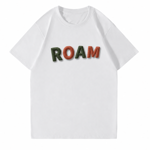 T-Shirt Personalizzata con Ricamo 3D a Rilievo, Collo Tondo e Maniche Corte, con Scritta Originale ROAM Trail - Product Image 4