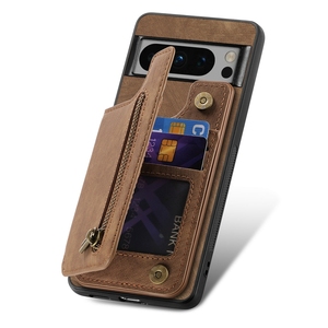 Funda de teléfono con ranuras para tarjetas y cremallera de piel Retro, funda a prueba de golpes para Google Pixel 8/8 <span class=keywords><strong>Pro</strong></span>, para Redmi 13C/Note 14, funda tipo billetera - Product Image 4