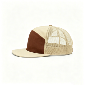 Wholesale Custom 7 Panel Hip Hop Two Tone Front Mesh Back <b>Flat</b> Brim Snapback Cap Unisex Outdoor Adjustable Canvas <b>Hats</b> - Product Image 4