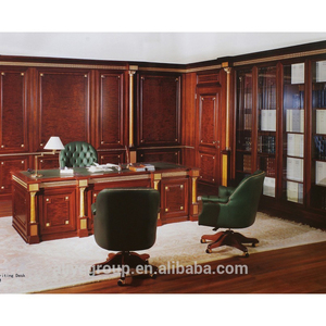 ART1912- ชุดเฟอร์นิเจอร์บ้านหรูหรา โต๊ะทำงานและตู้หนังสือ ไม้มะฮอกกานีโบราณ สำหรับโฮมออฟฟิศ ทำจากไม้เนื้อแข็ง - Product Image 2