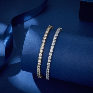 Pulsera de Tenis para Mujer de 8 Pulgadas Bañada en Oro de 18K con Diamantes de Zirconia Cúbica, Brazalete de Eslabones de Cobre y Plata a la Moda - Product Image 2