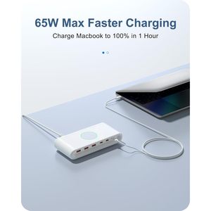 Chargeur de bureau 6 en 1 120W PD avec 3 ports USB-A et 3 ports USB-C, station de charge écologique pour iPad, MacBook, ordinateur portable - Product Image 4