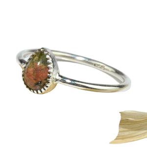 ลูกแพร์เสมือนรูปร่างสีเขียว Picasso แจสเปอร์925แหวนเงินออกแบบเครื่องประดับเงิน925ขายส่งเครื่องประดับเงิน - Product Image 1