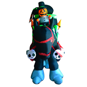 Carruaje de caballos embrujado inflable de Halloween con luces LED de colores, decoración de patio espeluznante directa de fábrica para exteriores - Product Image 4