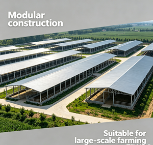 Prefabricated Light Steel Structure CowHouse Barn Poultry Pig Chicken Horse Goat Shed Farm Farming Stable Building