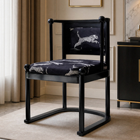 Chaises de salle à manger classiques européennes de luxe, minimalistes, modernes, en bois, avec revêtement en tissu, imprimé animal, pour restaurant