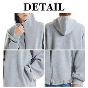 Sudadera con capucha y cremallera para hombre KingSen Custom 100% algodón, estilo desestructurado y con paneles. - Product Image 6