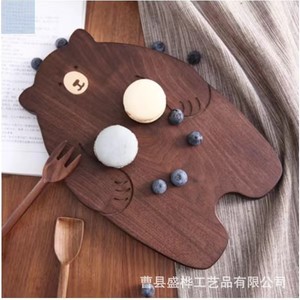 Cartoon Bear Solid Wood Serving <b>Tray</b> For Dessert And <b>Snacks</b> Afternoon Tea Party Use Decorative Design - Product Image 5