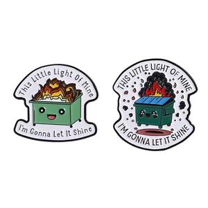 Cita en inglés sarcástico cubo de basura esmalte de fuego lindo Pin Edgy broche de aleación de dibujos animados para mochilas y chaquetas insignia de artesanía de Metal - Product Image 5
