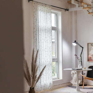 Tende oscuranti personalizzabili in cotone stampato con pizzo <span class=keywords><strong>lilla</strong></span> e motivo traforato, con passante piatto per asta, stile europeo-americano, per piccole mantovane - Product Image 4
