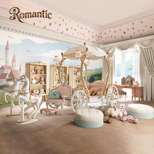 Классическая кровать-чердак в европейском стиле «Замок», элегантная, белая, из массива дерева, с резным декором в форме лошади, увеличенного размера, для спальни - Product Image 2