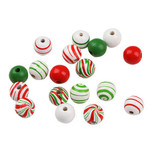 Christmas Wooden <b>Beads</b> <b>Set</b> Round Candy Pattern For Jewelry Making DIY Decoration 8mm Xd2024 - Product Image 4