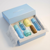 Ensemble d'emballages cosmétiques de luxe uniques, flacons et pots vides en verre rose mat pour soins de la peau, flacon pompe pour sérum