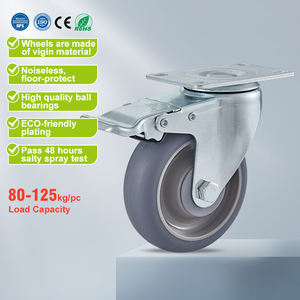 Hochwertige TPR Grey Double Brake Design 4 Zoll 100mm mittelschwere Rollen - Product Image 1
