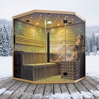 Sauna de Infrarrojos Eléctrica Portátil Moderna de Madera de Hemlock Canadiense con Panel de Control Computarizado 220V