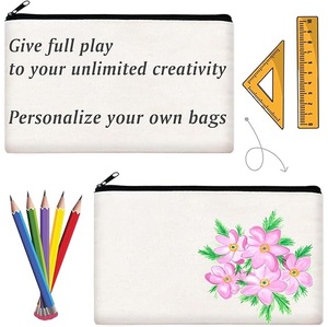 Regalos Logotipo personalizado Impreso Lona Cremallera Bolsa de maquillaje blanca Algodón de lujo Lona pequeña Bolsa de maquillaje Bolsa de cosméticos de viaje Bolsa de lápiz - Product Image 5
