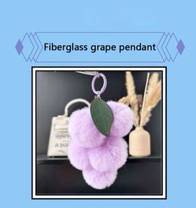 <b>Custom</b> Lovely Plush Fruit Grapes Bag Charm Fluffy Pom Pom Toys Keychain Car <b>Key</b> <b>Ring</b> Purse Pendant Accessories - Product Image 5