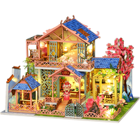 Miniature de bibliothèque en bois de style cour chinoise ancienne à construire soi-même, modèle de maison de poupée avec scène de lecture traditionnelle, artisanat fait main, décoration d'intérieur, cadeau