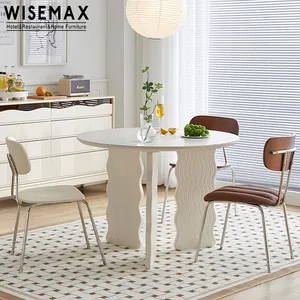 WISEMAX FURNITURE Wabi gaya nordic ruang makan furniture bulat meja makan atas marmer dasar kayu meja makan untuk 6