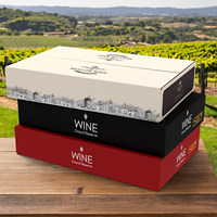 Boîte d'emballage pour vin rouge, 6 bouteilles, style horizontal, personnalisable, boîte-cadeau