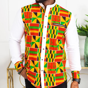 <span class=keywords><strong>Chemise</strong></span> <span class=keywords><strong>Homme</strong></span> Slim Fit à Manches Longues avec Col Boutonné, Motif Patchwork Tendance, <span class=keywords><strong>Chemise</strong></span> <span class=keywords><strong>Africaine</strong></span> en Tissu Wax pour <span class=keywords><strong>Homme</strong></span> - Product Image 4