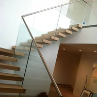 Escalier flottant en bois massif avec éclairage LED, moderne, intérieur, en acier et marbre, avec garde-corps en verre droit, pour villa, taille personnalisée