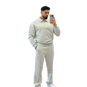 Completo Sportivo da <span class=keywords><strong>Uomo</strong></span> KY, <span class=keywords><strong>Felpa</strong></span> con Zip a un Quarto <span class=keywords><strong>e</strong></span> Pantaloni Casual, Outfit Oversize - Product Image 3