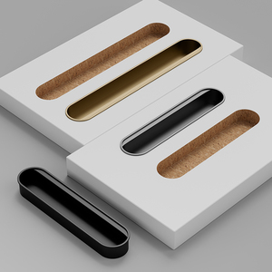 Minimalist Uzun Oval Alüminyum Alaşımlı Gömme Kulp, Gardırop Çekmece Dolabı için Görünmez Gömülü Çekme Kolu - Product Image 4