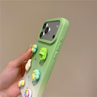 Coque de téléphone Pastel Mignonne 3D avec Breloques Patte de Snack pour iPhone 18 17 Pro Max 16 15 14 13, Housse de Protection Dégradée Mate avec Trous Respirants