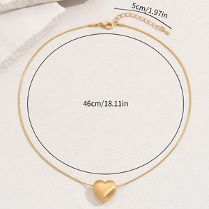 Collar con Colgante de Corazón, Aleación de Zinc, Tono Dorado, Joyería de Regalo para Mujer, Accesorio de Moda - Product Image 3