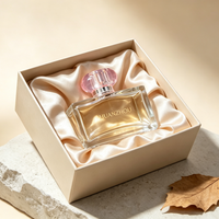Flacon de parfum carré personnalisé de haute qualité, 100 ml, rechargeable, brun givré, avec couvercle coloré