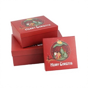 Cajas de Regalo Rectangulares de Cartón Rígido con Tapa y Bandeja Rojas de Gran Tamaño para Manzanas Enrolladas en Caramelo para Nochebuena - Product Image 4