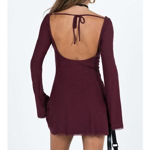 เดรสสั้นแขนยาวทรงบานแบบใหม่พรีเมียมสุดเซ็กซี่สำหรับผู้หญิง ดีไซน์ผูกหลังสุดหรู เหมาะสำหรับงานกลางคืนและคลับ - Product Image 2