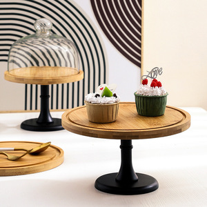 Support à gâteau en bois Huana Wood Products avec dôme en verre, plateau rotatif pour présentation de desserts, cupcakes et pâtisseries - Product Image 4